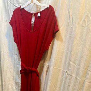 Old Navy - red jumpsuit/romper with attached self-belt, wide legs, Small